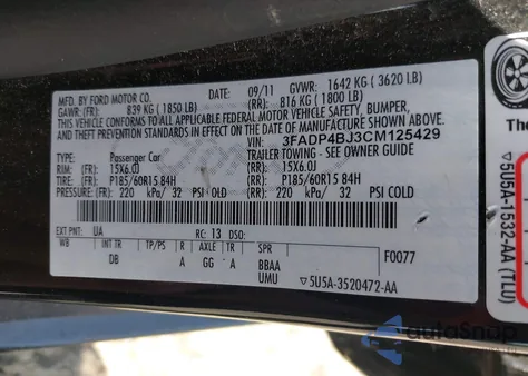 2012 Ford Fiesta Se из США, поврежденный, VIN 3FADP4BJ3CM125429